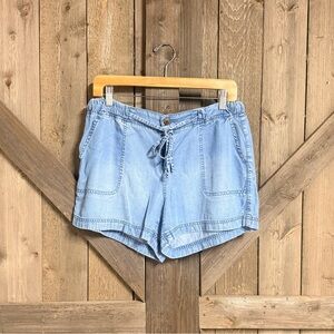 Merona Light Blue Women Chambray Drawstring Shorts